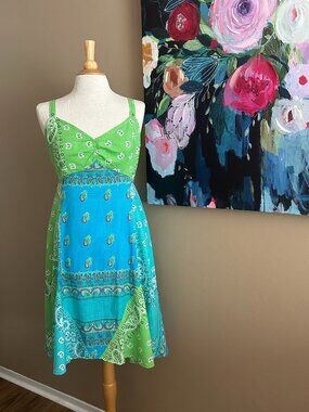 Boho Paisley Sundress L Anthro Free People Vibe